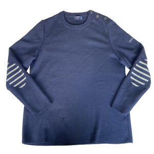 Saint James Bregancon Sweater Women 8 Retail $315 Navy Nautical Yacht Preppy